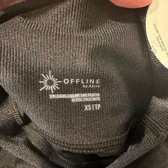 AERIE Ribbed Shine High Waisted Legging NWT Black Size XS - Picture 4 of 8